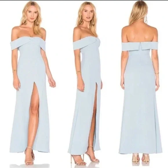 Lovers and Friends Danica silver blue off shoulder maxi gown - Picture 2 of 7
